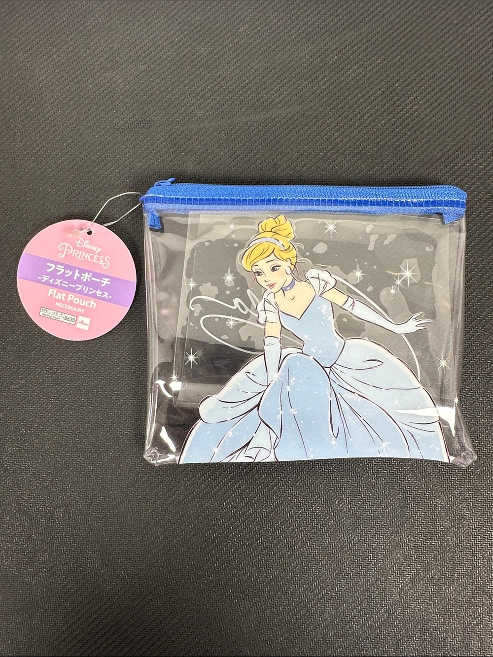 Disney Princess Cinderella Flat Pouch Clear Cosmetic Bag Travel Case NWT